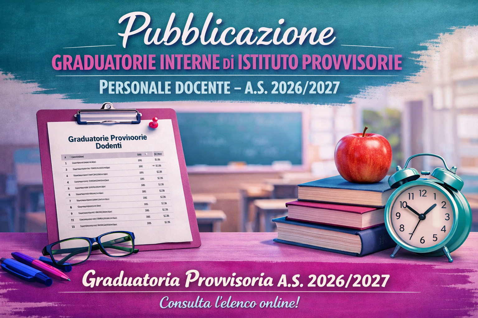 Pubblicazione graduatorie interne di istituto provvisorie personale docente a.s. 2026/2027